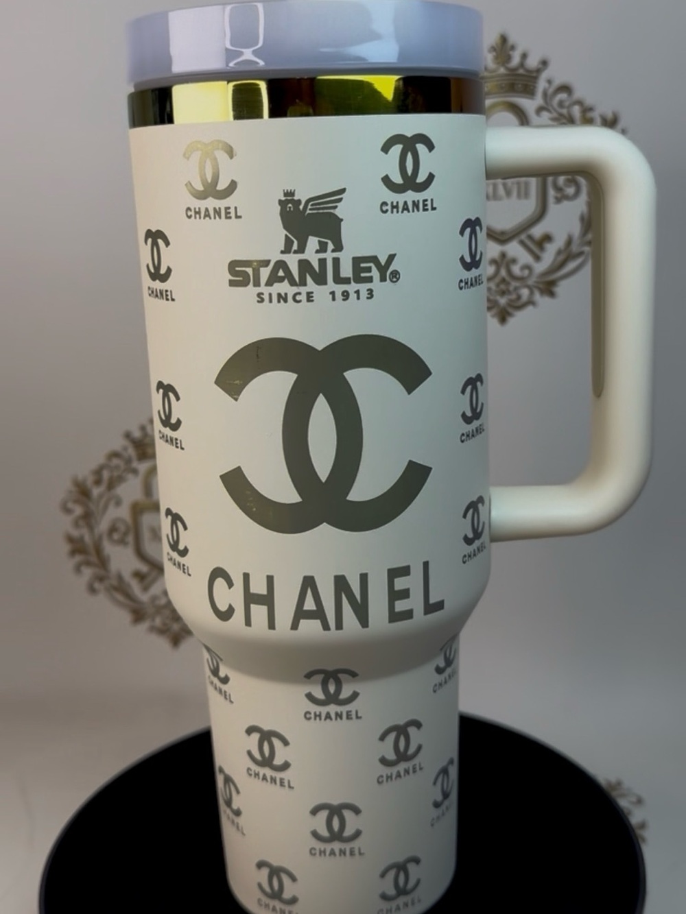 Stanley White & Silver Logo Insulated Travel Mug